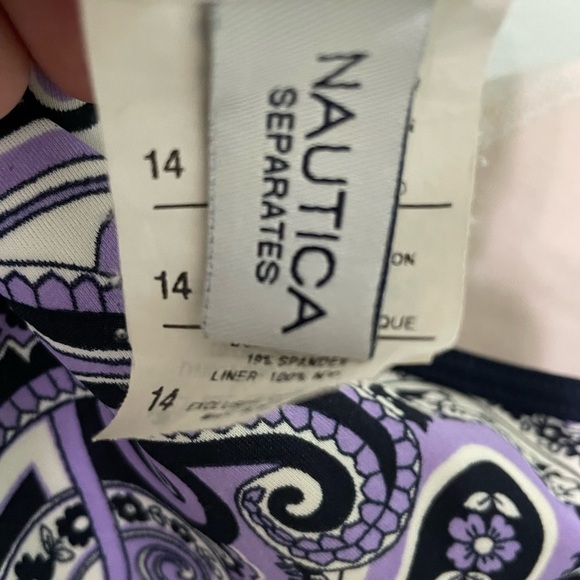 Purple and navy blue with white tankini top. size14 built in padded cups - Picture 4 of 5